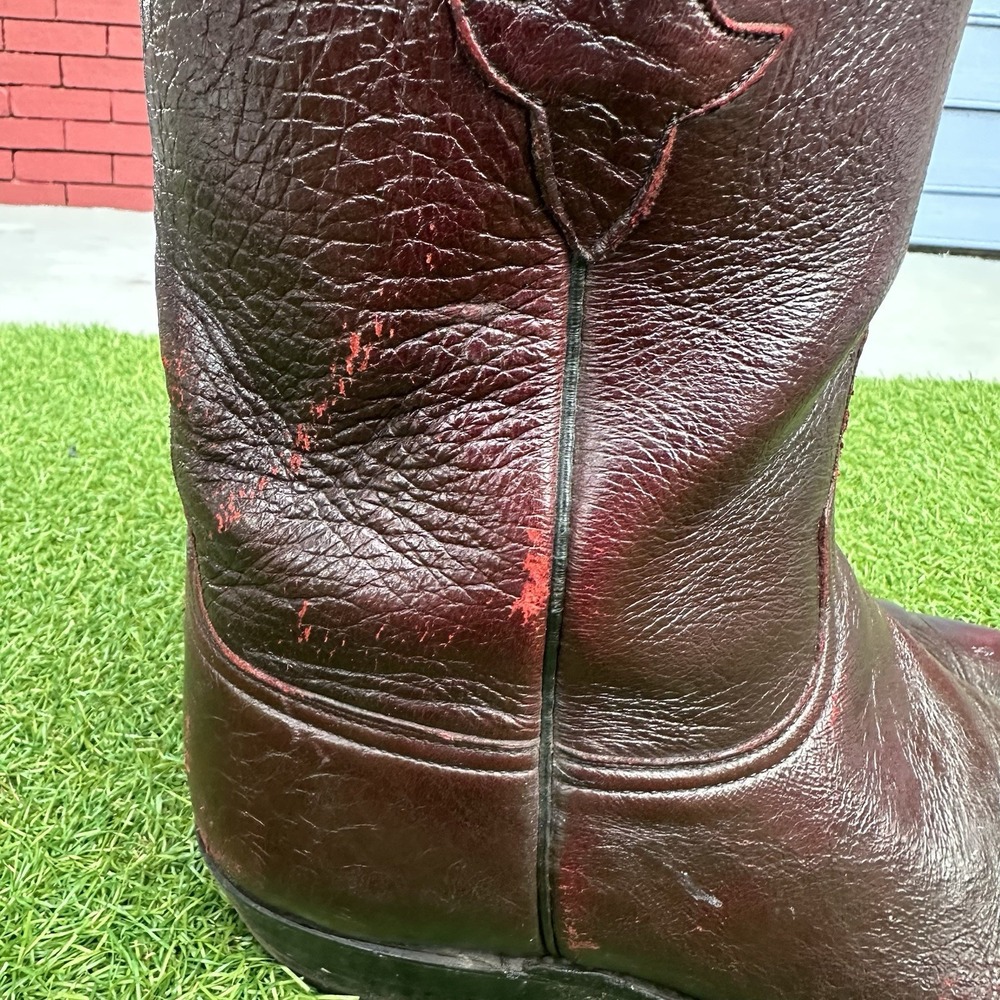 Vintage Lucchese Goatskin Roper Cowboy Boots Mens Size‎ 9 D Cherry Rodeo Western - Picture 5 of 16